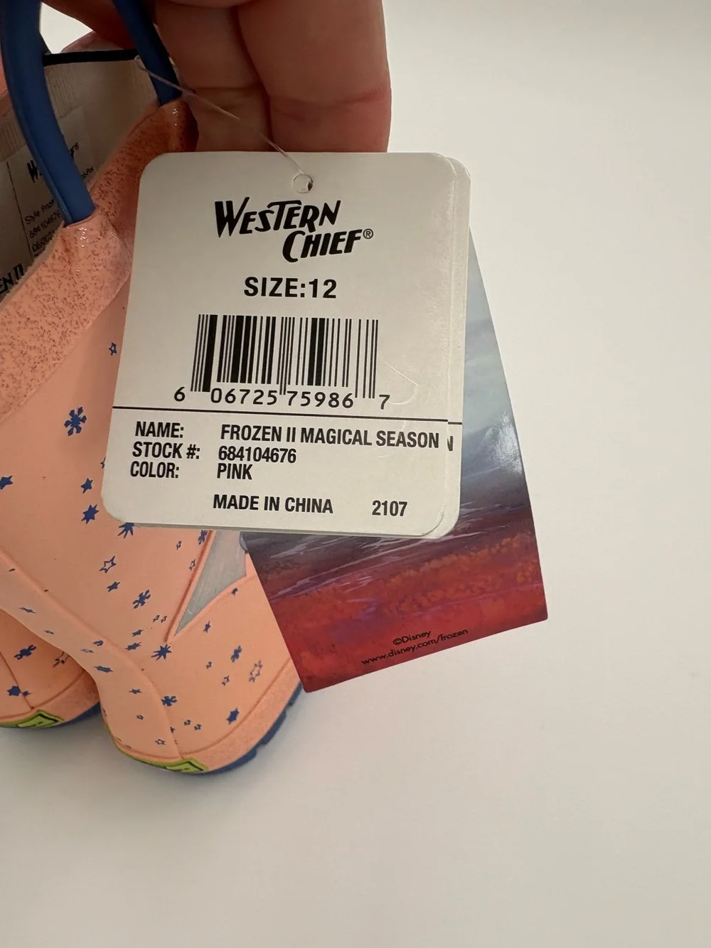 Western Chief Disney Frozen 2 Rain Boots Girls 12 Pink Anna Elsa NWT